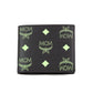 MCM Small Black Summer Green Smooth Visetos Monogram Logo Leather Bifold Wallet