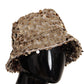 Dolce & Gabbana Gold Silk Sequin Embellished Designer Brim Bucket Hat