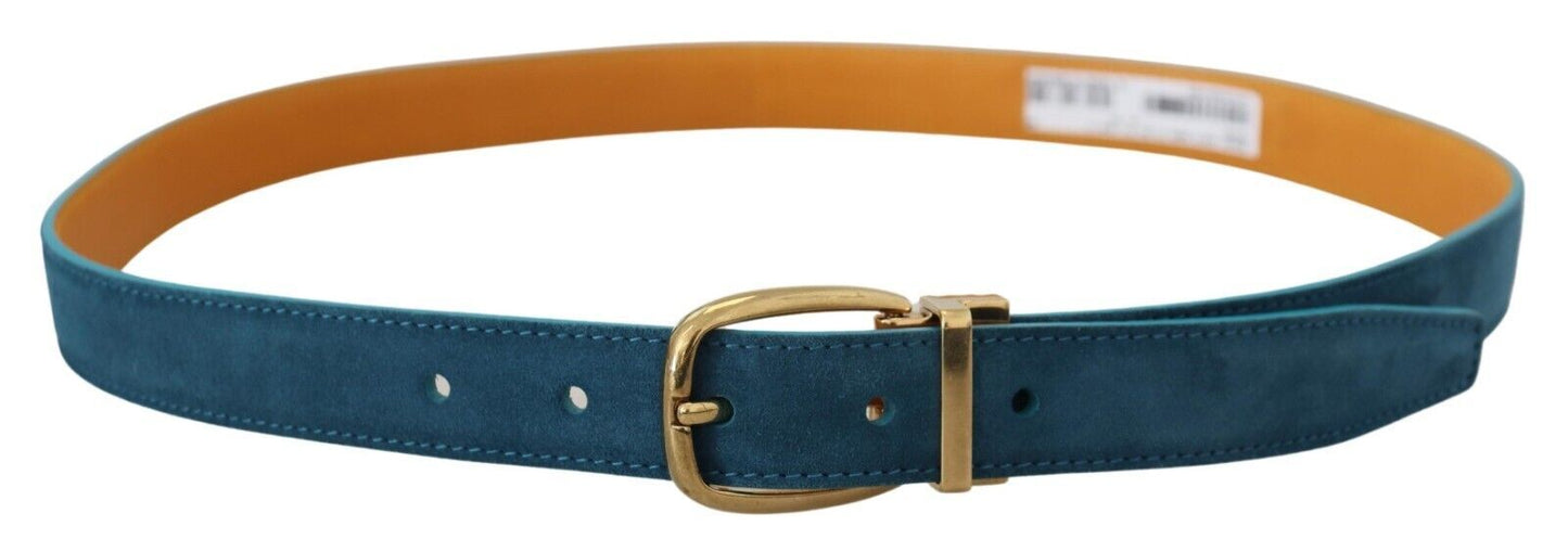 Dolce & Gabbana Elegant Blue Velvet Leather Belt