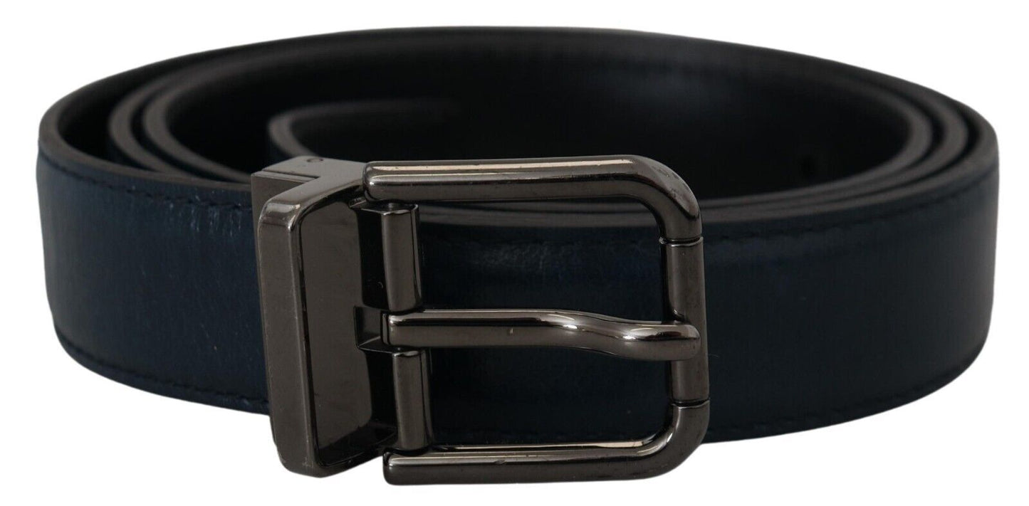 Dolce & Gabbana Elegant Dark Blue Leather Belt