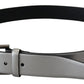 Dolce & Gabbana Chic Silver Leather Belt with Metal Buckle