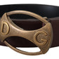 Dolce & Gabbana Elegant Leather Oval Buckle Belt