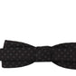 Dolce & Gabbana Black Pattern Silk Adjustable Neck Papillon Bow Tie