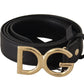 Dolce & Gabbana Elegant Black Leather Belt with Engraved Buckle