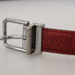 Dolce & Gabbana Elegant Red Leather Belt with Metal Buckle