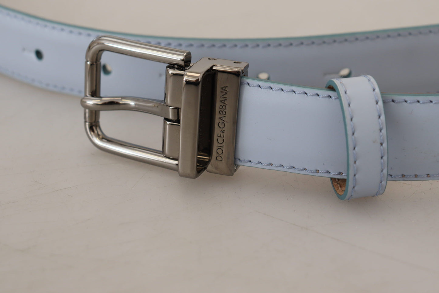 Dolce & Gabbana Sleek Light Blue Leather Belt