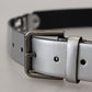 Dolce & Gabbana Chic Silver Leather Belt with Metal Buckle