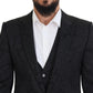 Dolce & Gabbana Elegant Black Martini Suit Jacket & Vest Ensemble