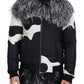 Dolce & Gabbana Elegant Shearling Zip Jacket in Black & White