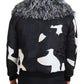 Dolce & Gabbana Elegant Shearling Zip Jacket in Black & White