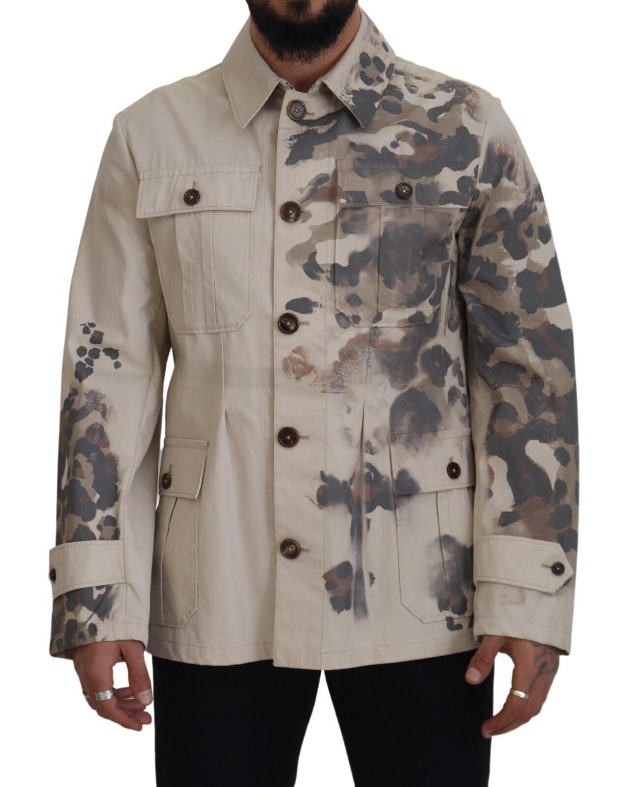 Dolce & Gabbana Elegant Beige Cotton Button-Down Shirt