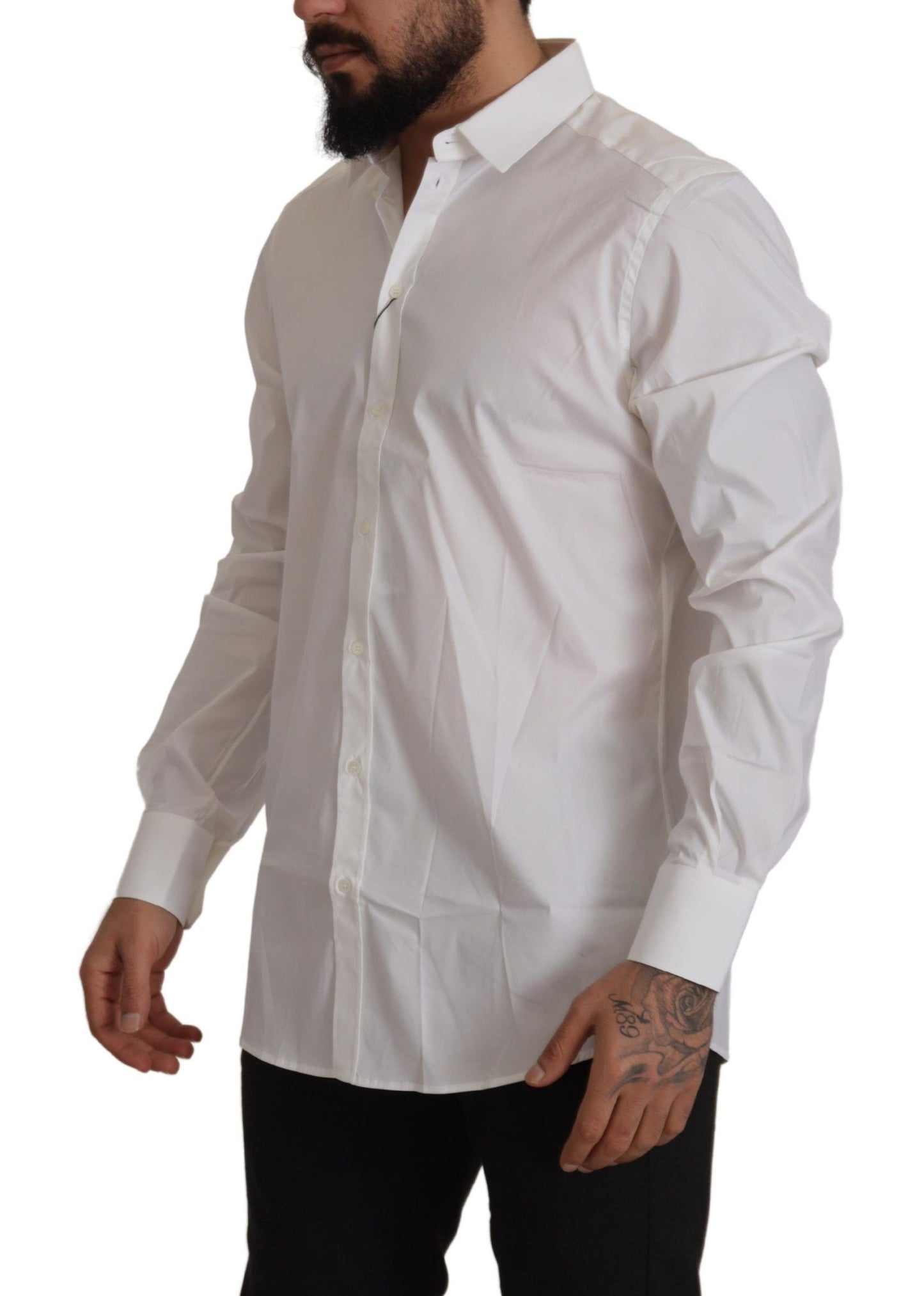 Dolce & Gabbana Elegant White Slim Fit Cotton Dress Shirt