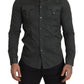 GF Ferre Sleek Dark Gray Cotton Casual Shirt