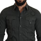 GF Ferre Sleek Dark Gray Cotton Casual Shirt