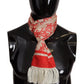 Dolce & Gabbana White Red Coral Print Shawl Wrap Fringe Scarf