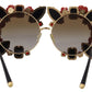 Dolce & Gabbana Elegant Round Rose-Embellished Sunglasses