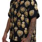 Dolce & Gabbana Elegant Silk Pajama Look Shirt with Gold Hearts