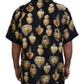 Dolce & Gabbana Elegant Silk Pajama Look Shirt with Gold Hearts