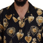 Dolce & Gabbana Elegant Silk Pajama Look Shirt with Gold Hearts