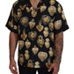 Dolce & Gabbana Elegant Silk Pajama Look Shirt with Gold Hearts