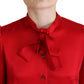 Dolce & Gabbana Elegant Red Ascot Collar Blouse