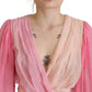 Dolce & Gabbana Silk V-Neckline Wrap Blouse in Pink