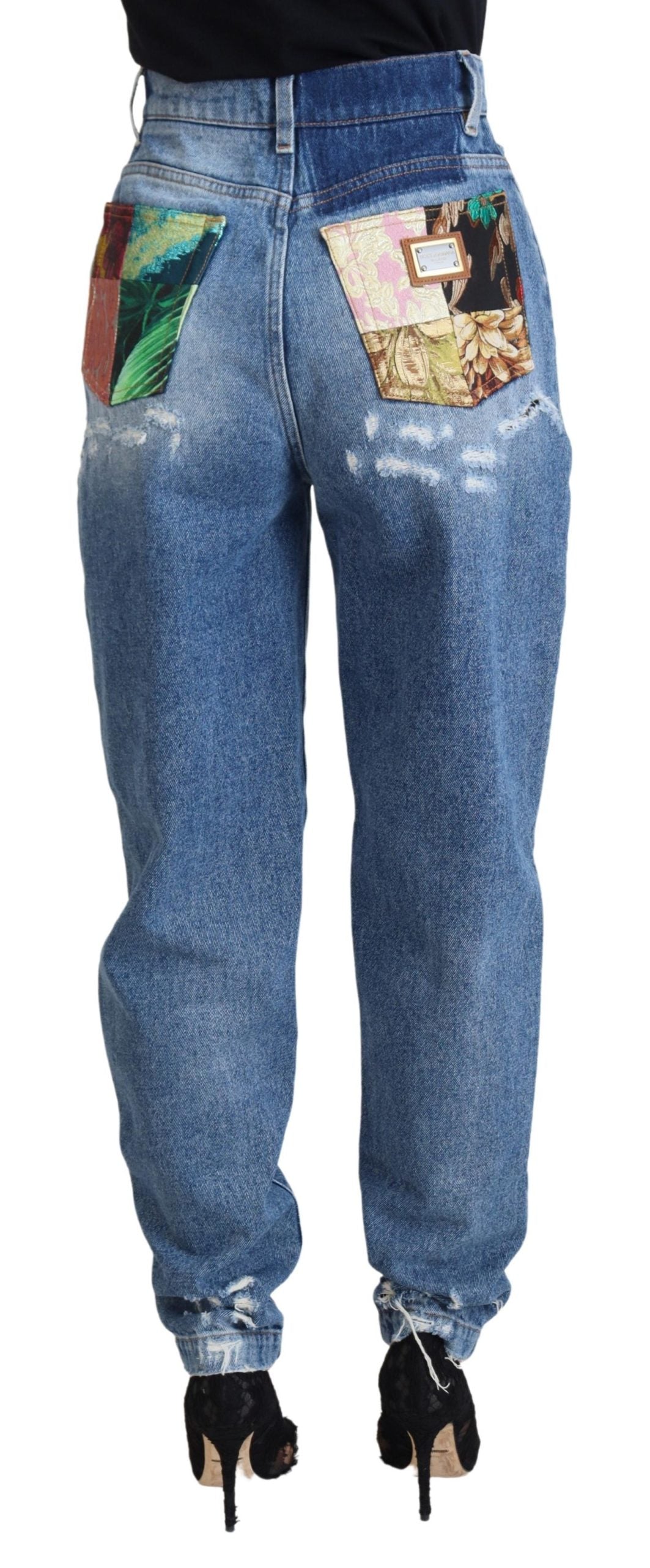 Dolce & Gabbana Chic Tattered Denim Pants - Indigo Essence