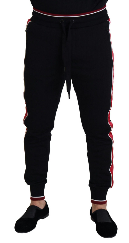 Dolce & Gabbana Chic Black Jogging Sweatpants with Red Detail