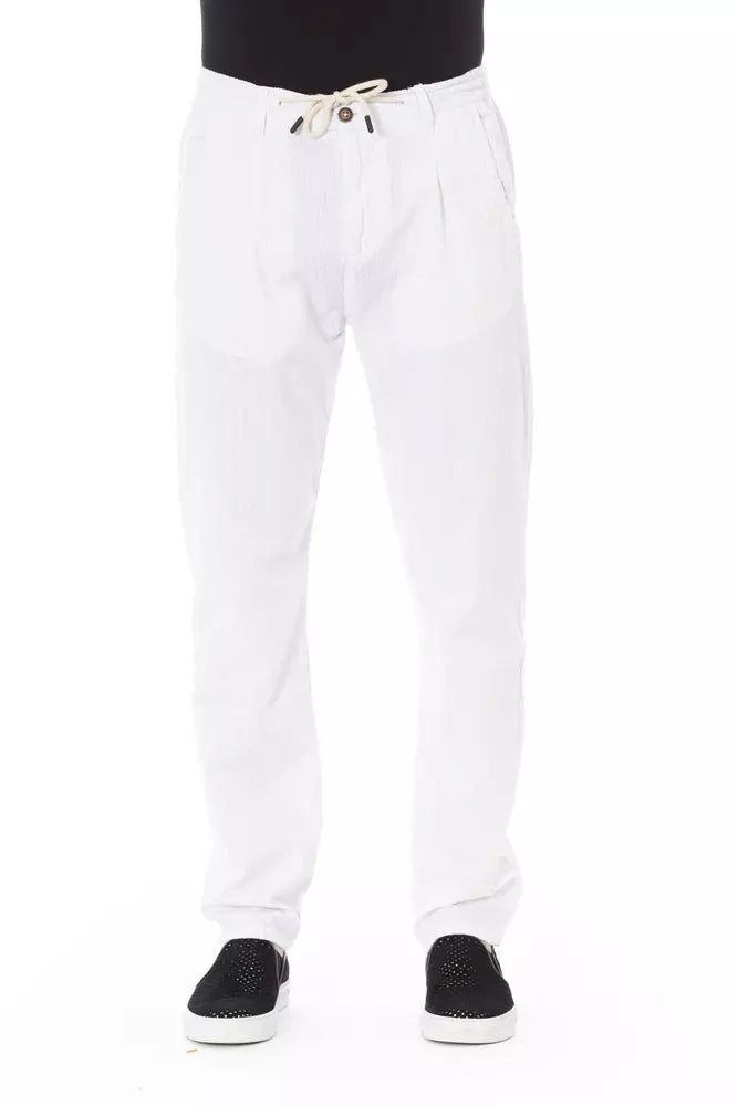 Baldinini Trend White Cotton Men Chino Trousers