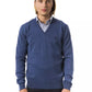 Uominitaliani Blue Merino Wool Men Sweater