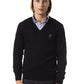 Uominitaliani Black Merino Wool Men Sweater