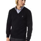 Uominitaliani Black Merino Wool Men Sweater