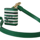 Dolce & Gabbana Green Leather Strap Gold Metal Logo Airpods Case