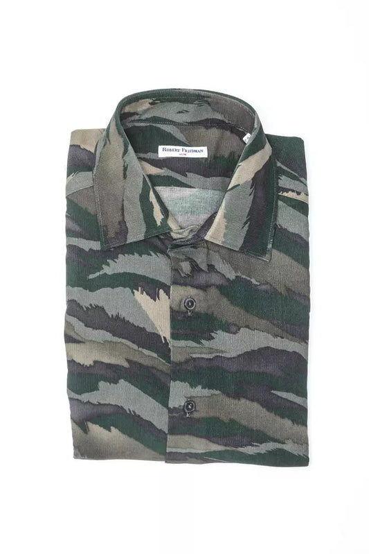 Robert Friedman Green Cotton Men Shirt