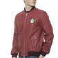 Billionaire Italian Couture Burgundy Leather Men Jacket