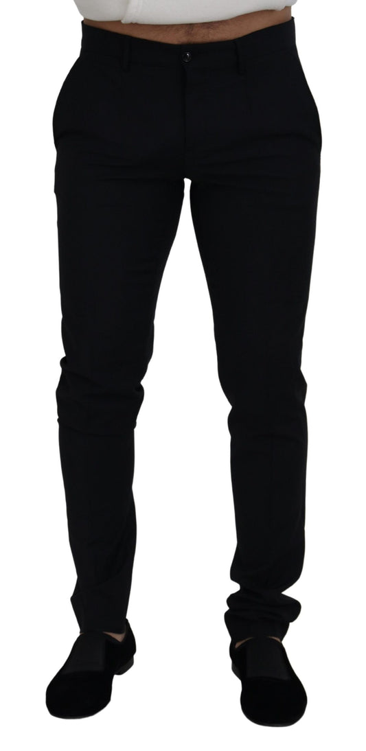 Dolce & Gabbana Sleek Black Wool Blend Trousers