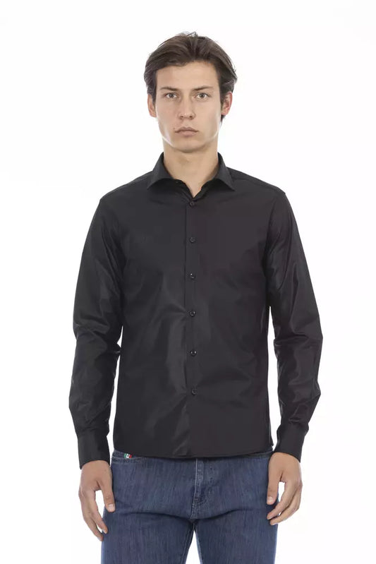 Baldinini Trend Black Polyester Men Shirt