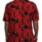 Dolce & Gabbana Elegant Red Jazz Pattern Casual Shirt