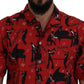 Dolce & Gabbana Elegant Red Jazz Pattern Casual Shirt