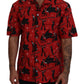 Dolce & Gabbana Elegant Red Jazz Pattern Casual Shirt