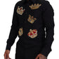 Dolce & Gabbana Elegant Black Slim Fit Dress Shirt with Crown Embroidery