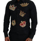 Dolce & Gabbana Elegant Black Slim Fit Dress Shirt with Crown Embroidery