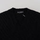 Dolce & Gabbana Elegant Black Wool-Blend V-Neck Sweater