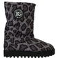 Dolce & Gabbana Elegant Gray Leopard Mid Calf Boots