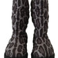 Dolce & Gabbana Elegant Gray Leopard Mid Calf Boots