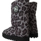 Dolce & Gabbana Elegant Gray Leopard Mid Calf Boots