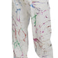 Dolce & Gabbana Chic White Splash Print Denim Pants