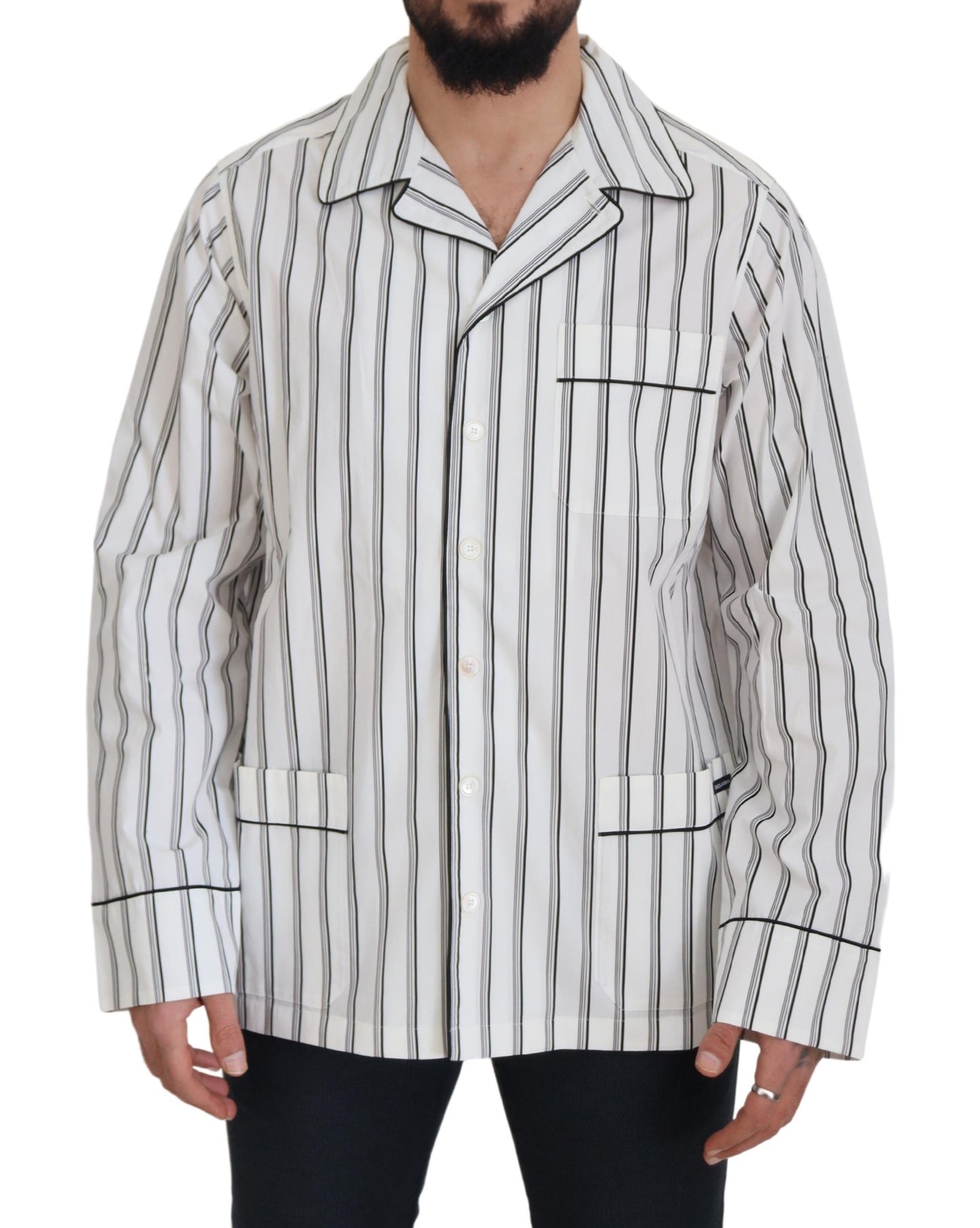 Dolce & Gabbana Elegant Striped Cotton Nightshirt