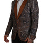 Dolce & Gabbana Elegant Bronze Brown Monkey Print Silk Blazer