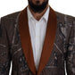 Dolce & Gabbana Elegant Bronze Brown Monkey Print Silk Blazer